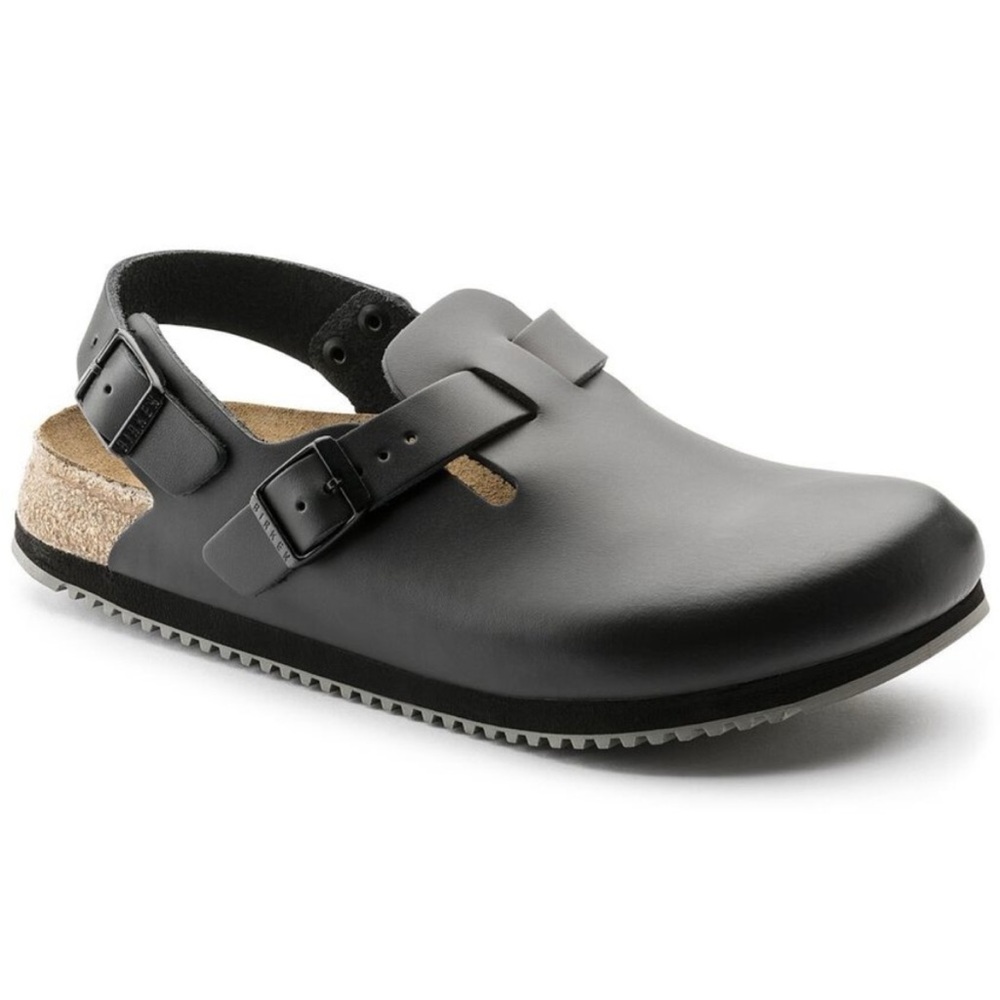 Birkenstock Tokio Super Grip Black Leather Clogs Professional Shoes 42 US 9/9.5